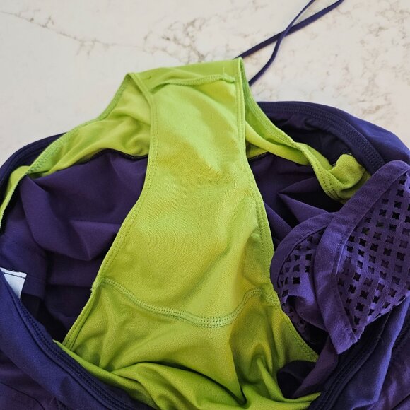 Athleta Laser Cutout Hem Purple 3 inch Shorts With Lining, Size Medium - Picture 5 of 10